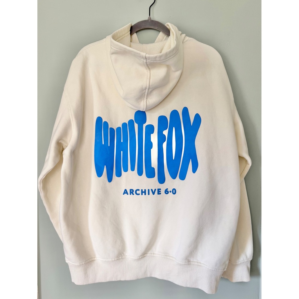 White Fox Archive 6.0 Oversized Hoodie Cream Blue Puff Print Graphic Size M/L - Picture 7 of 10
